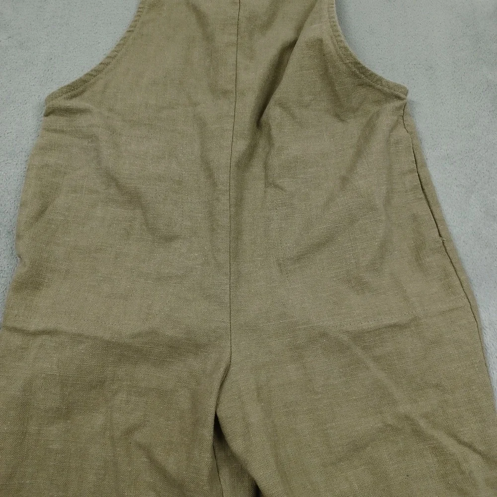 Miou Muse Overalls Womens Small Brown Linen‎ Blend Jumpsuit Pockets Adjustable - Picture 2 of 9